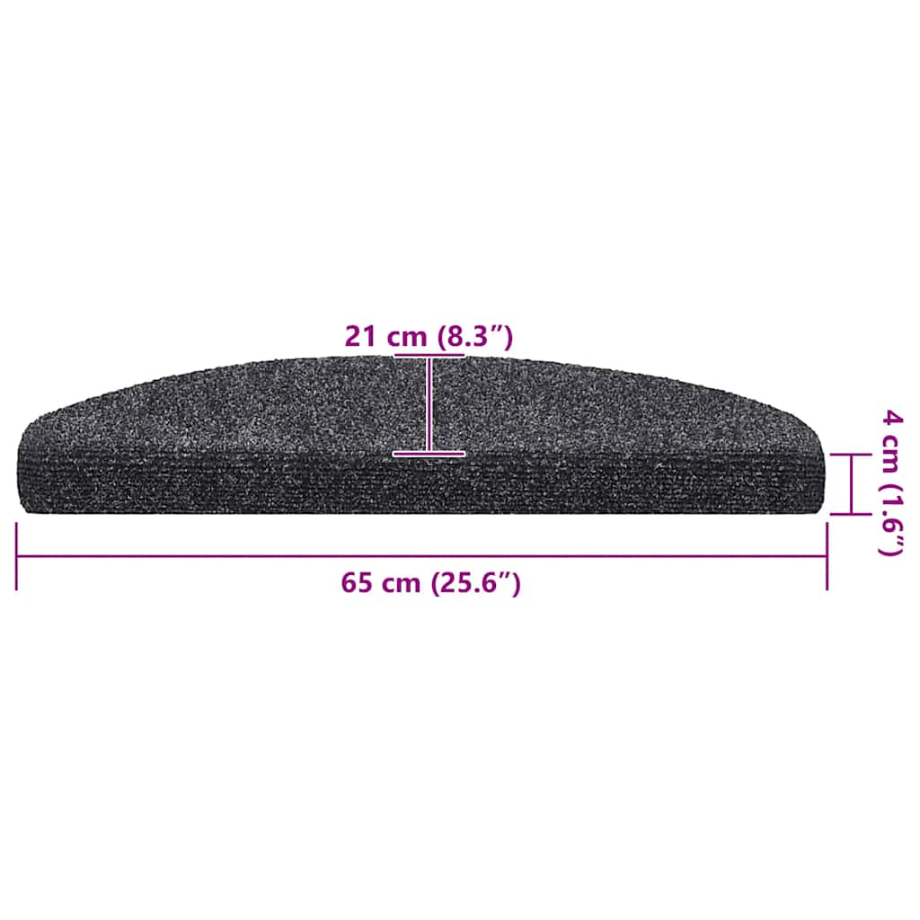 Tappetini per scale autoadesivi 20 pz 65x21x4 cm Grigio scuro Semicircolari Grandi