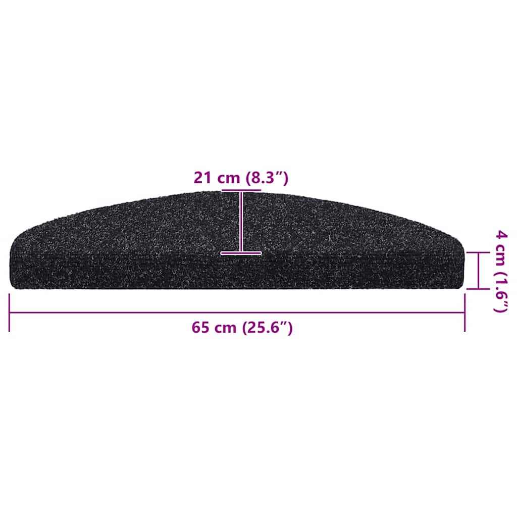 Tappetini per scale autoadesivi 20 pz 65x21x4 cm neri semicircolari grandi