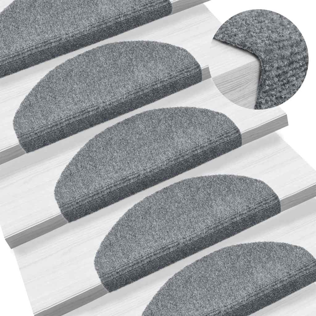 Tappetini per scale autoadesivi 20 pz 65x21x4 cm Grigio chiaro Semicircolari Grandi