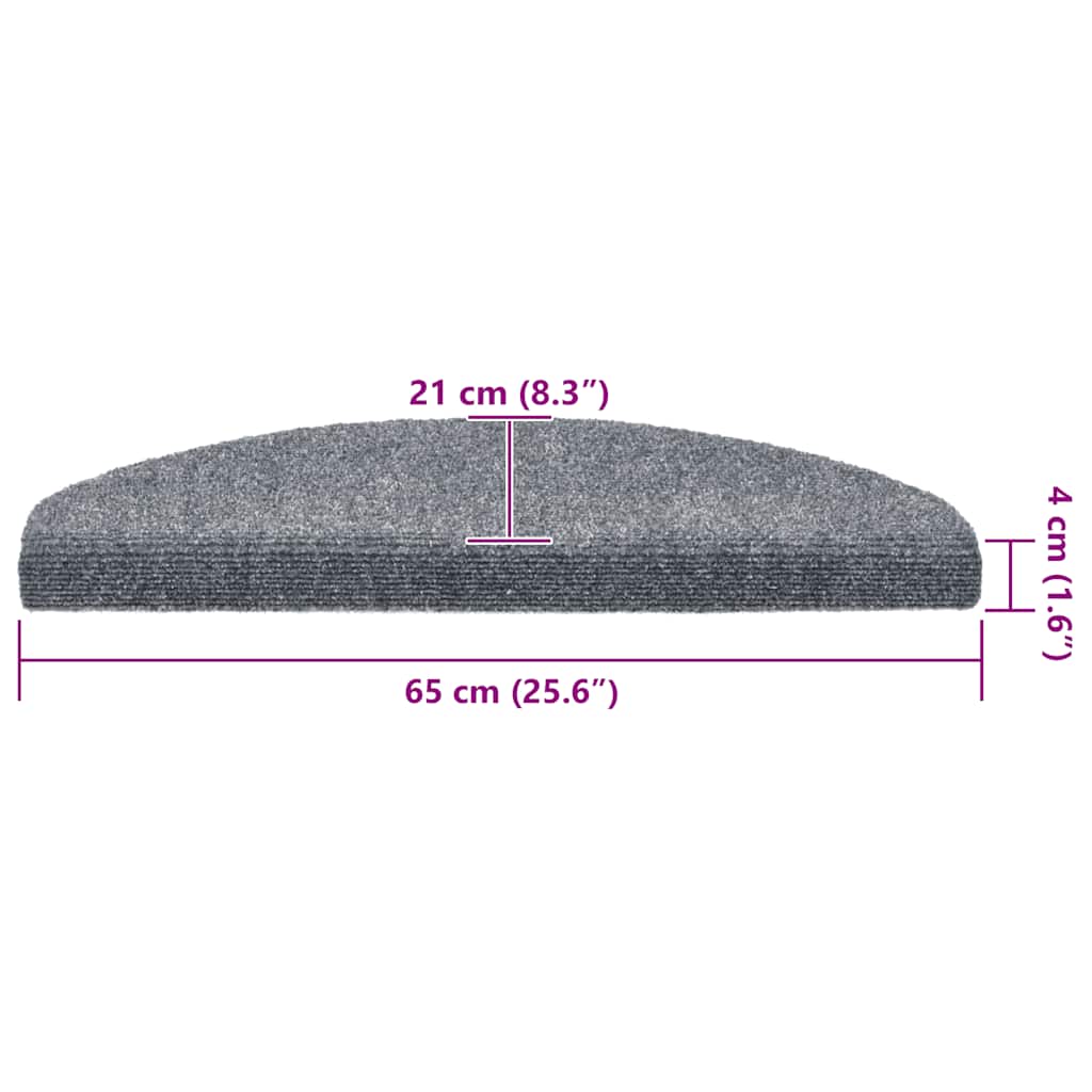 Tappetini per scale autoadesivi 20 pz 65x21x4 cm Grigio chiaro Semicircolari Grandi