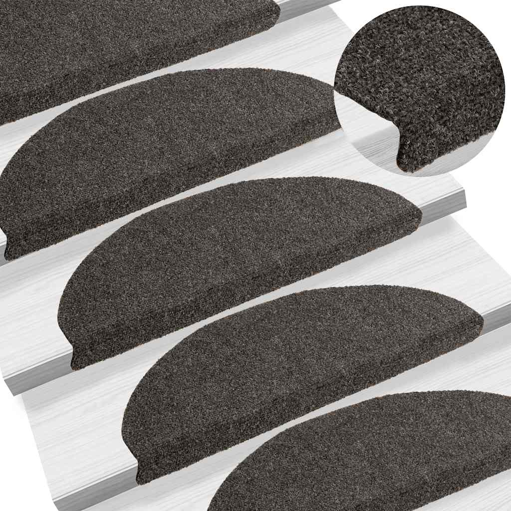 Tappetini per scale autoadesivi 20 pz 65x21x4 cm Antracite Semicircolari Grandi