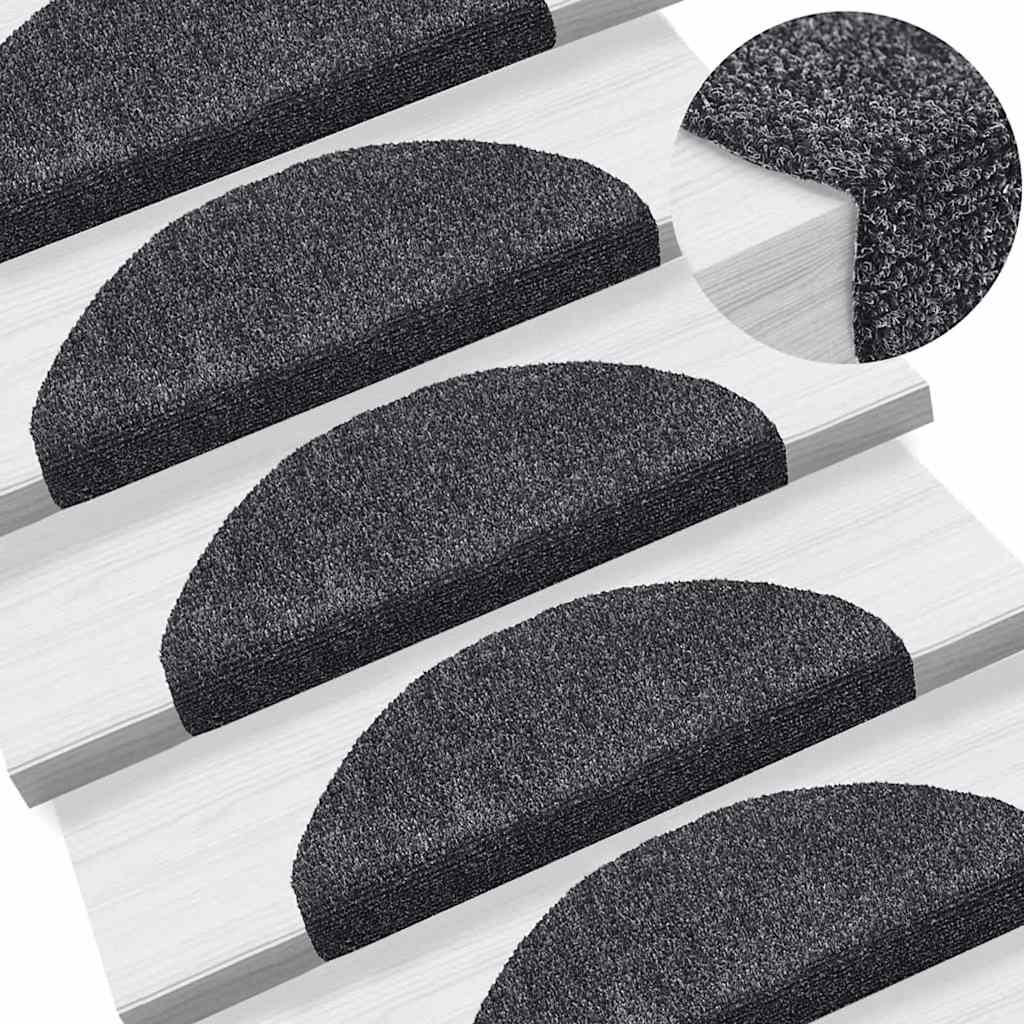 Tappetini per scale autoadesivi 30 pz 65x21x4 cm Grigio scuro Semicircolari Grandi