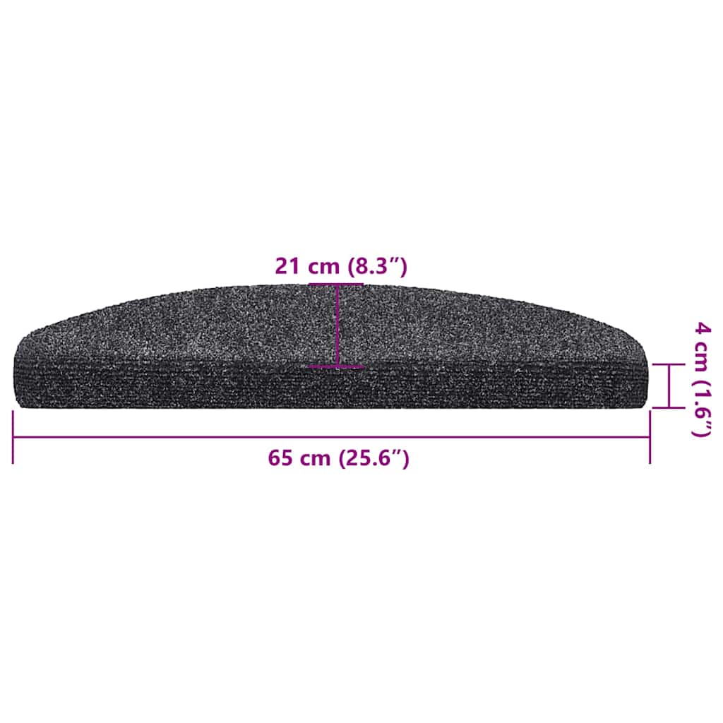 Tappetini per scale autoadesivi 30 pz 65x21x4 cm Grigio scuro Semicircolari Grandi