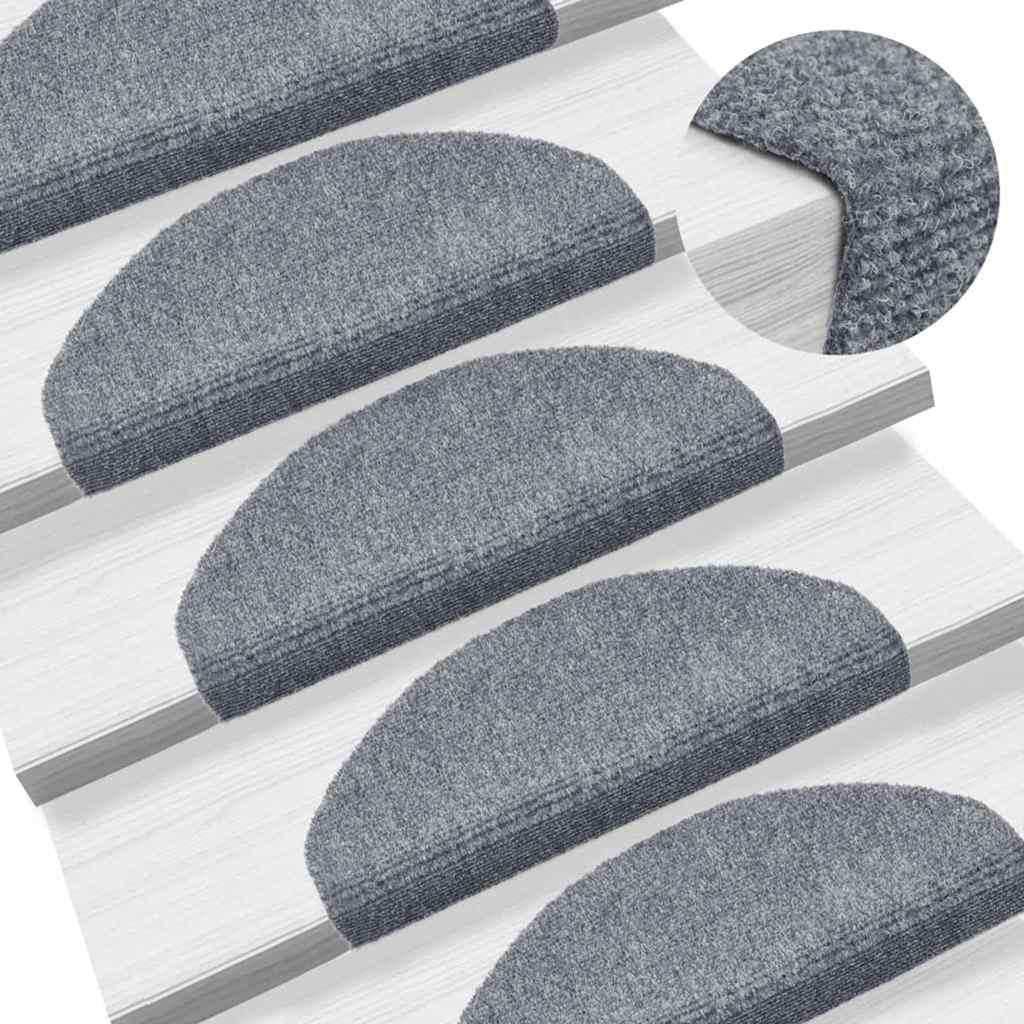 Tappetini per scale autoadesivi 30 pz 65x21x4 cm Grigio chiaro Semicircolari Grandi