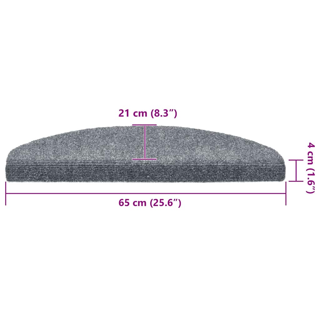 Tappetini per scale autoadesivi 30 pz 65x21x4 cm Grigio chiaro Semicircolari Grandi