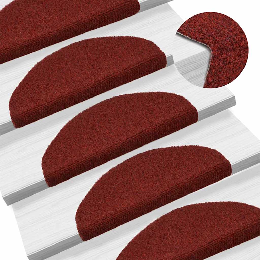 Tappetini per scale autoadesivi 30 pz 65x21x4 cm Bordeaux Rosso Semicircolari Grandi