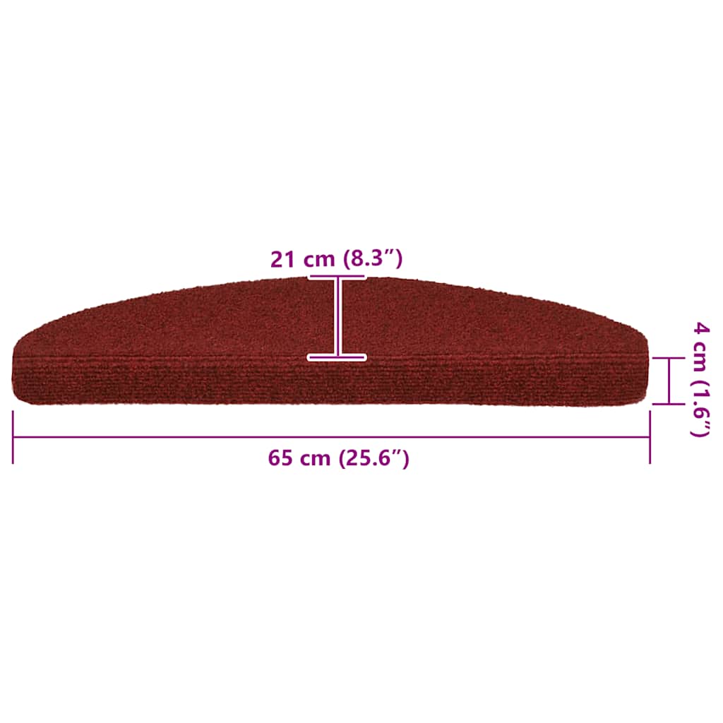 Tappetini per scale autoadesivi 30 pz 65x21x4 cm Bordeaux Rosso Semicircolari Grandi