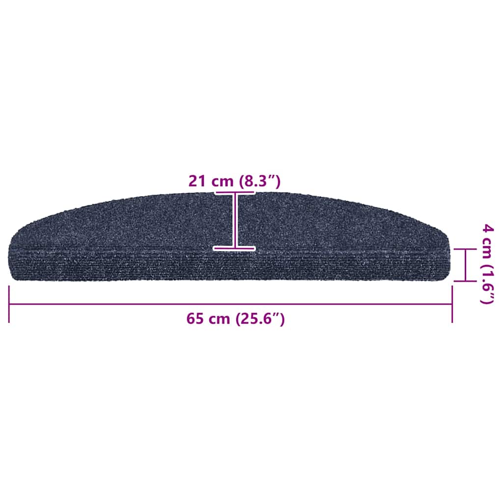 Tappetini per scale autoadesivi 30 pz 65x21x4 cm blu semicircolari grandi