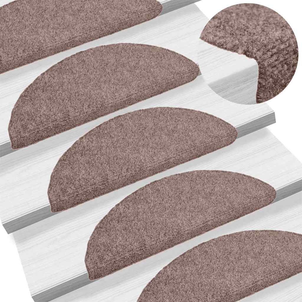 Tappetini per scale autoadesivi 20 pz 56x17x3 cm Marrone Chiaro Semicircolari