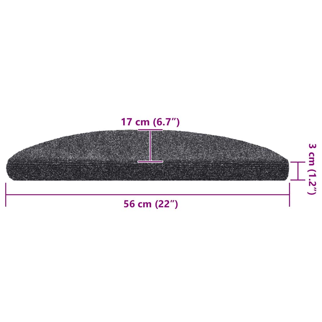 Tappetini per scale autoadesivi 20 pz 56x17x3 cm Grigio scuro semicircolari