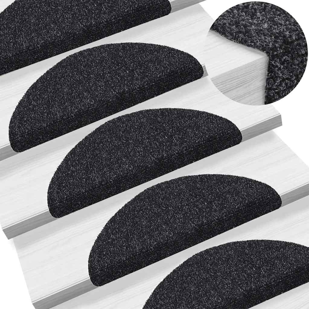 Tappetini per scale autoadesivi 20 pz 56x17x3 cm neri semicircolari