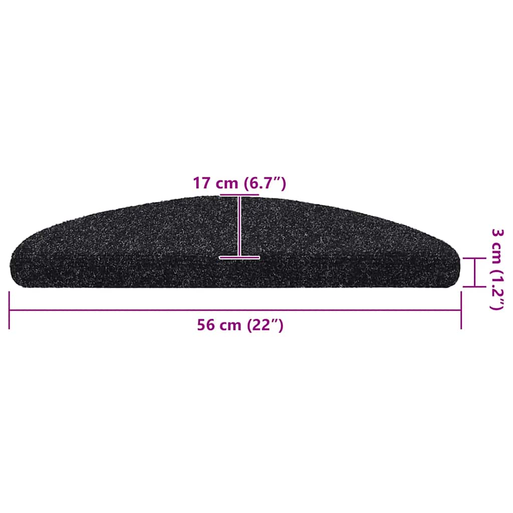 Tappetini per scale autoadesivi 20 pz 56x17x3 cm neri semicircolari