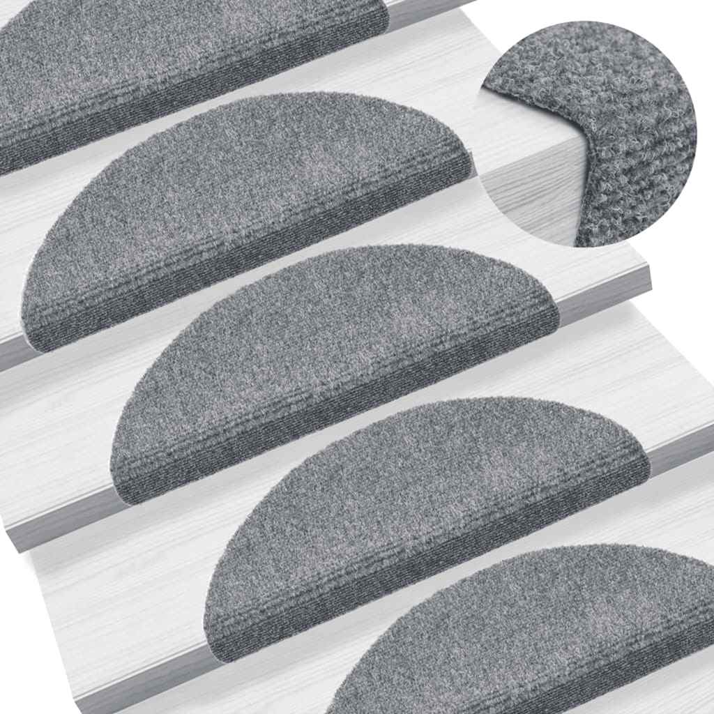 Tappetini per scale autoadesivi 20 pz 56x17x3 cm Grigio chiaro semicircolari