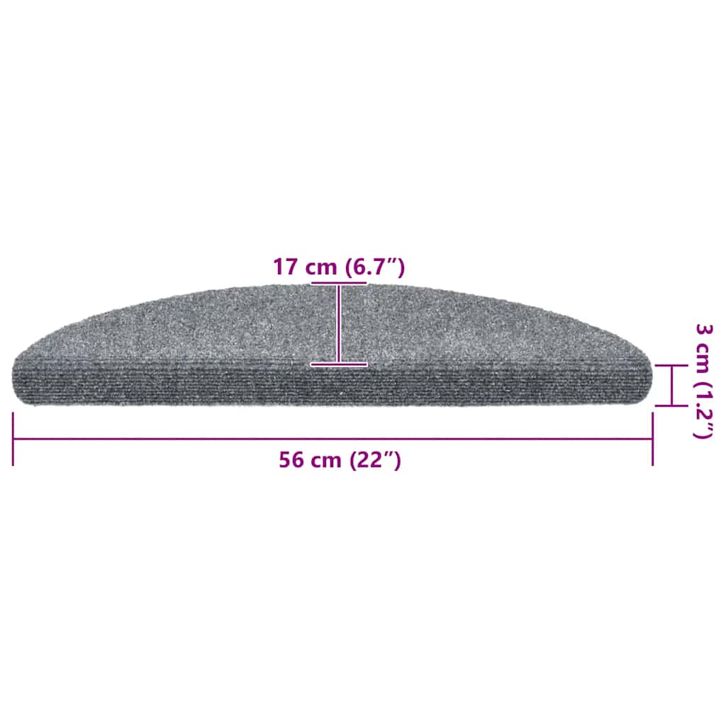 Tappetini per scale autoadesivi 20 pz 56x17x3 cm Grigio chiaro semicircolari