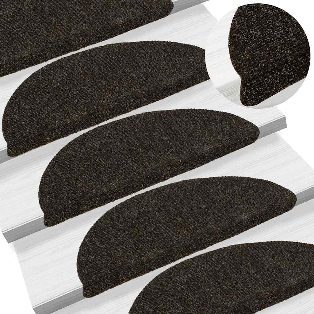 Tappetini per scale autoadesivi 20 pz 56x17x3 cm marrone scuro semicircolari