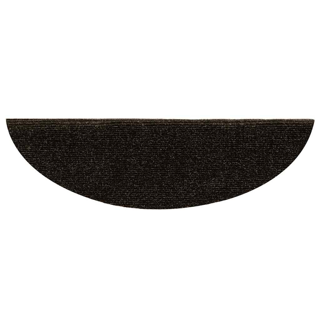 Tappetini per scale autoadesivi 20 pz 56x17x3 cm marrone scuro semicircolari