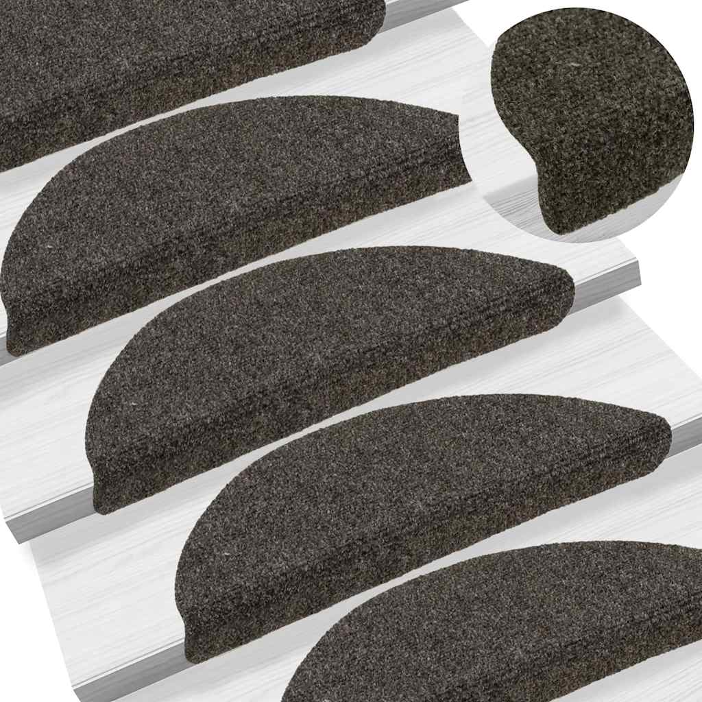 Tappetini per scale autoadesivi 20 pz 56x17x3 cm antracite semicircolari