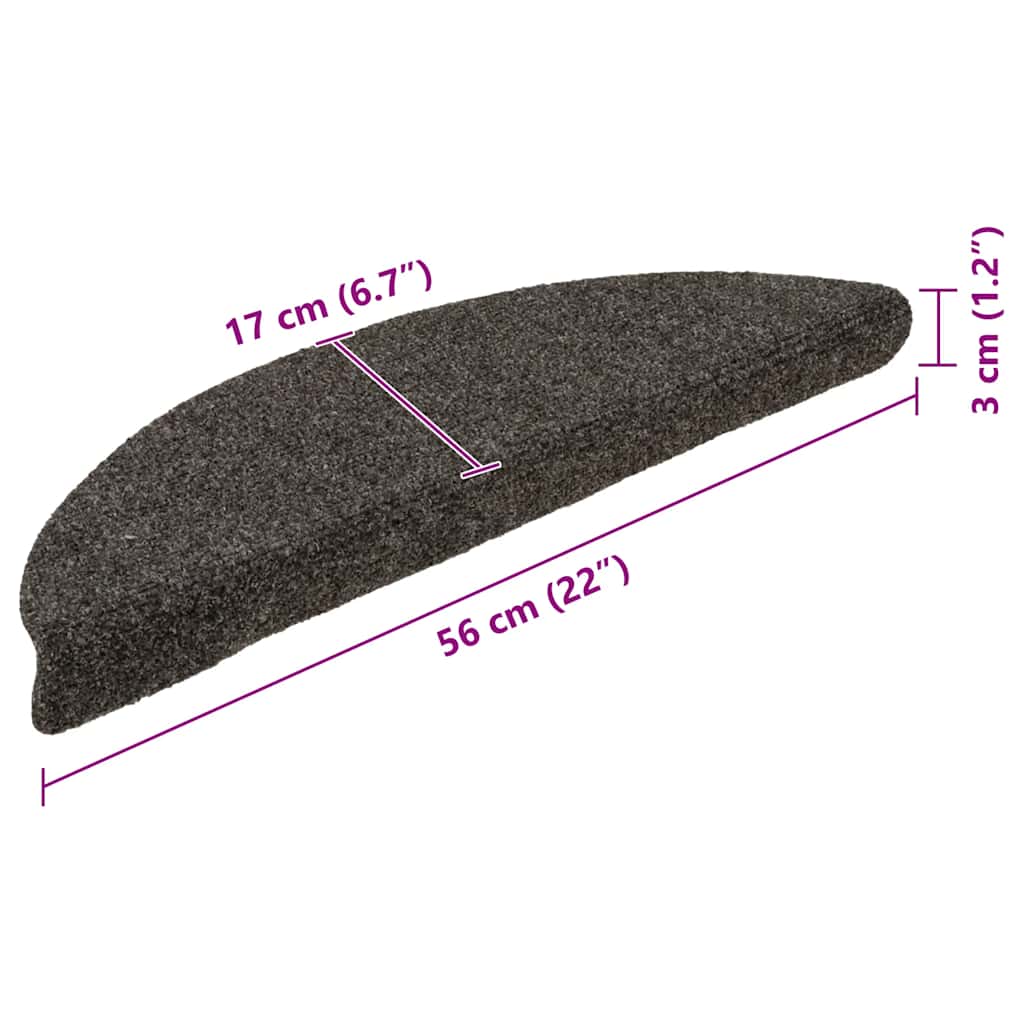 Tappetini per scale autoadesivi 20 pz 56x17x3 cm antracite semicircolari
