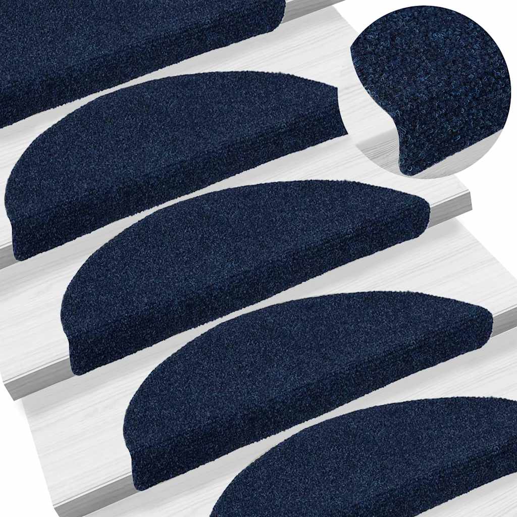 Tappetini per scale autoadesivi 20 pz 56x17x3 cm blu navy semicircolari
