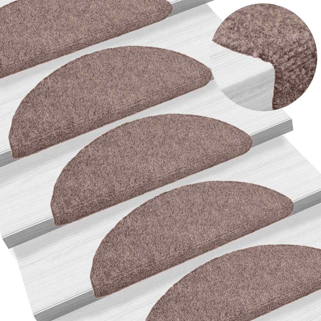 Tappetini per scale autoadesivi 30 pz 56x17x3 cm Marrone Chiaro semicircolari