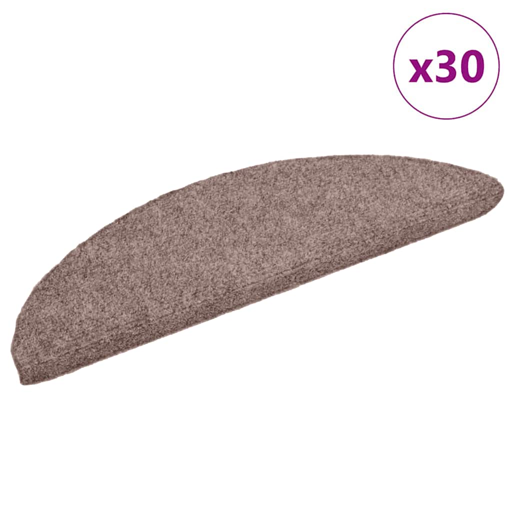 Tappetini per scale autoadesivi 30 pz 56x17x3 cm Marrone Chiaro semicircolari