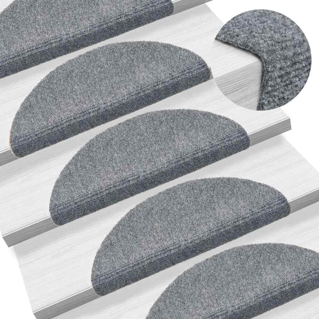 Tappetini per scale autoadesivi 30 pz 56x17x3 cm Grigio chiaro semicircolari