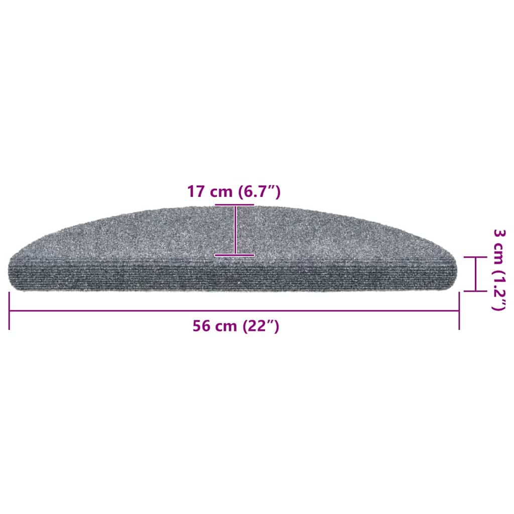 Tappetini per scale autoadesivi 30 pz 56x17x3 cm Grigio chiaro semicircolari