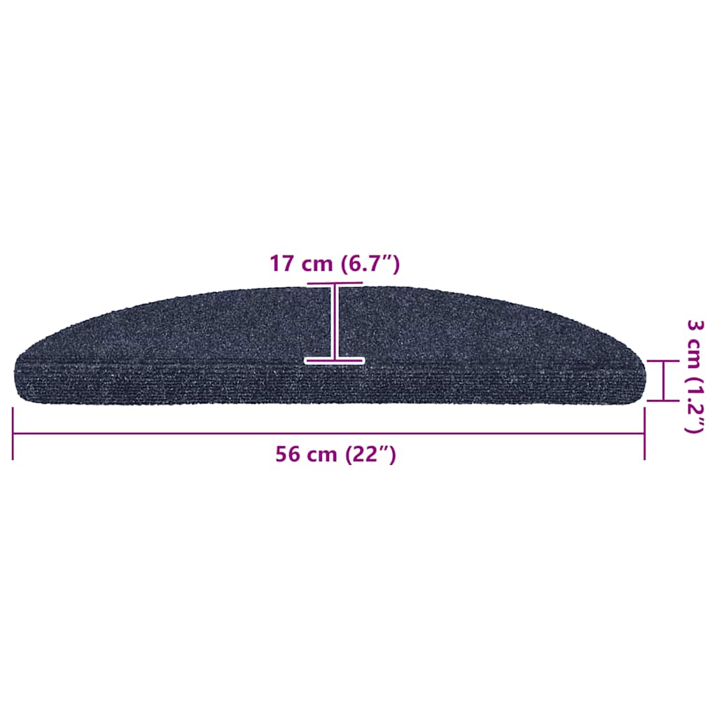 Tappetini per scale autoadesivi 30 pz 56x17x3 cm blu semicircolari