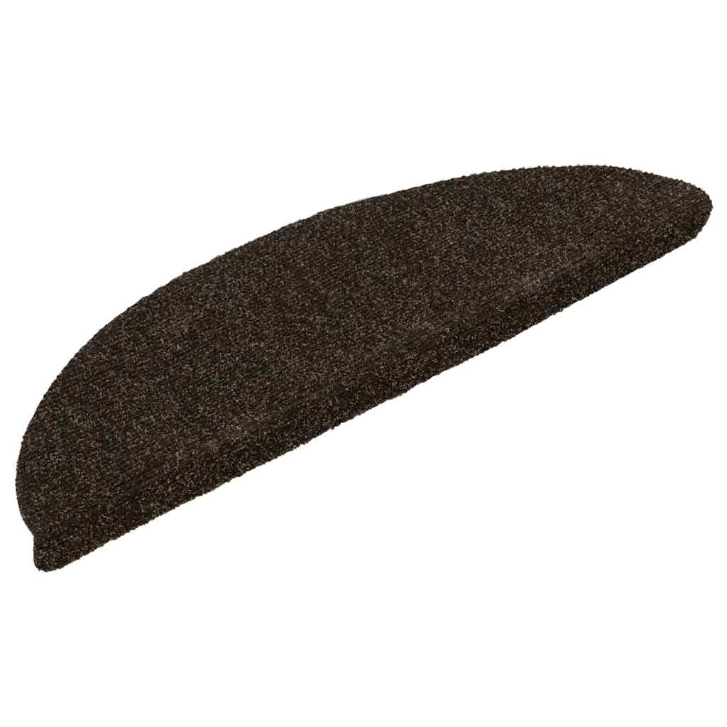 Tappetini per scale autoadesivi 30 pz 56x17x3 cm marrone scuro semicircolari