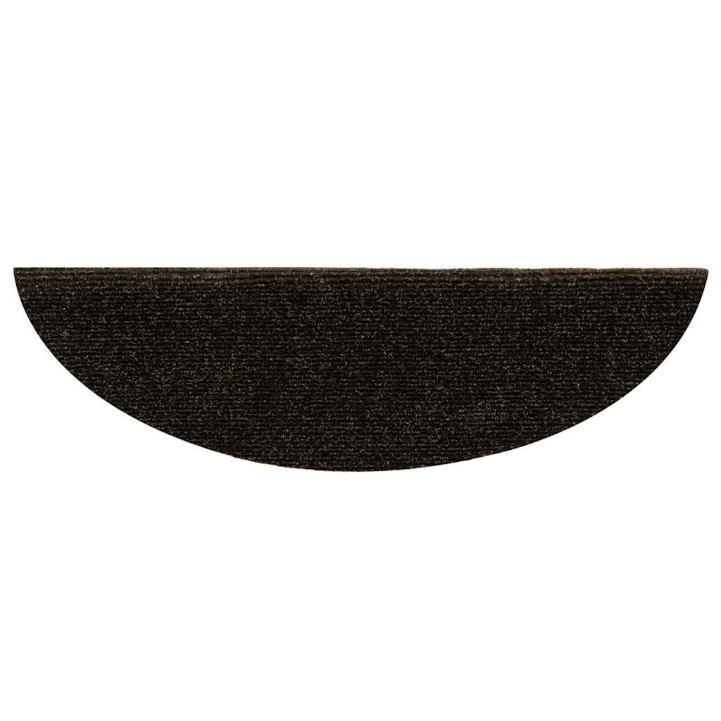 Tappetini per scale autoadesivi 30 pz 56x17x3 cm marrone scuro semicircolari