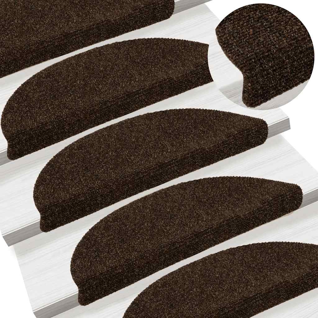Tappetini per scale autoadesivi 30 pz 56x17x3 cm marrone semicircolari