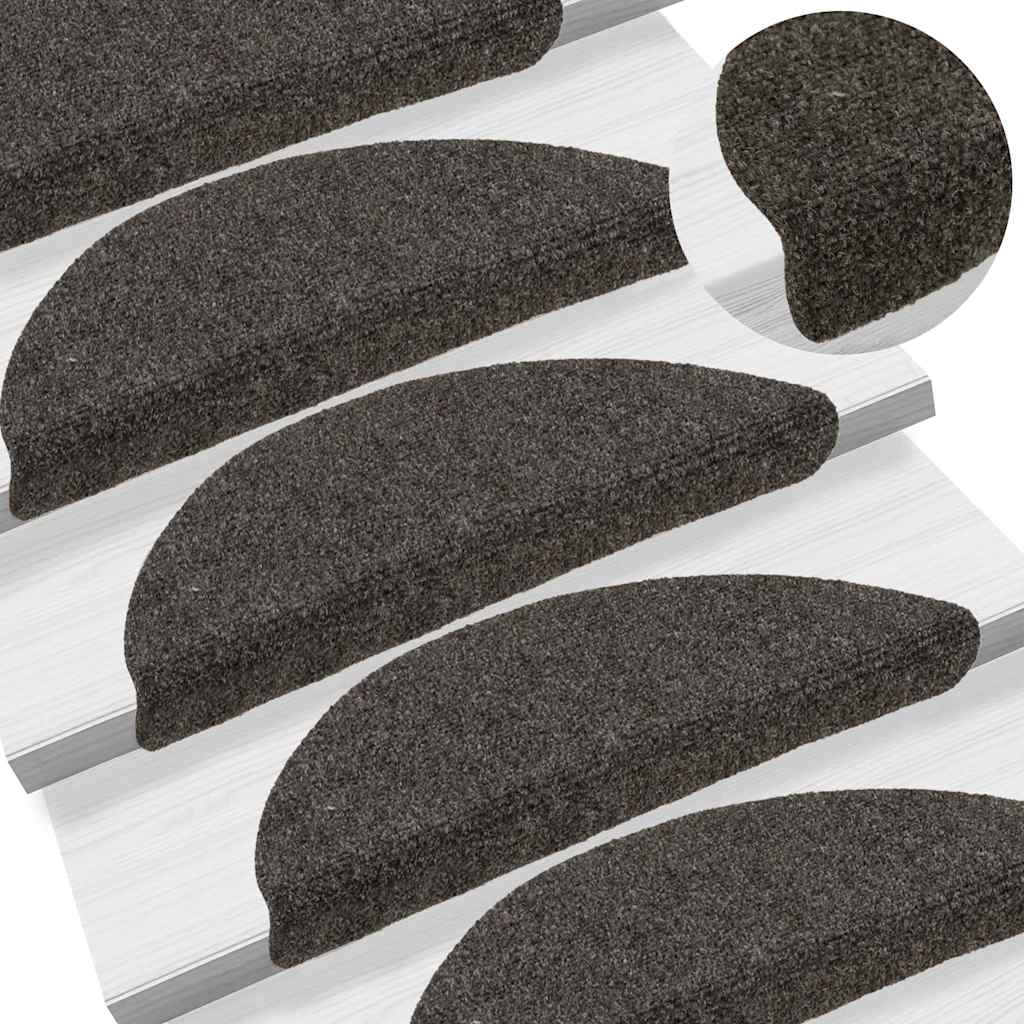 Tappetini per scale autoadesivi 30 pz 56x17x3 cm antracite semicircolari