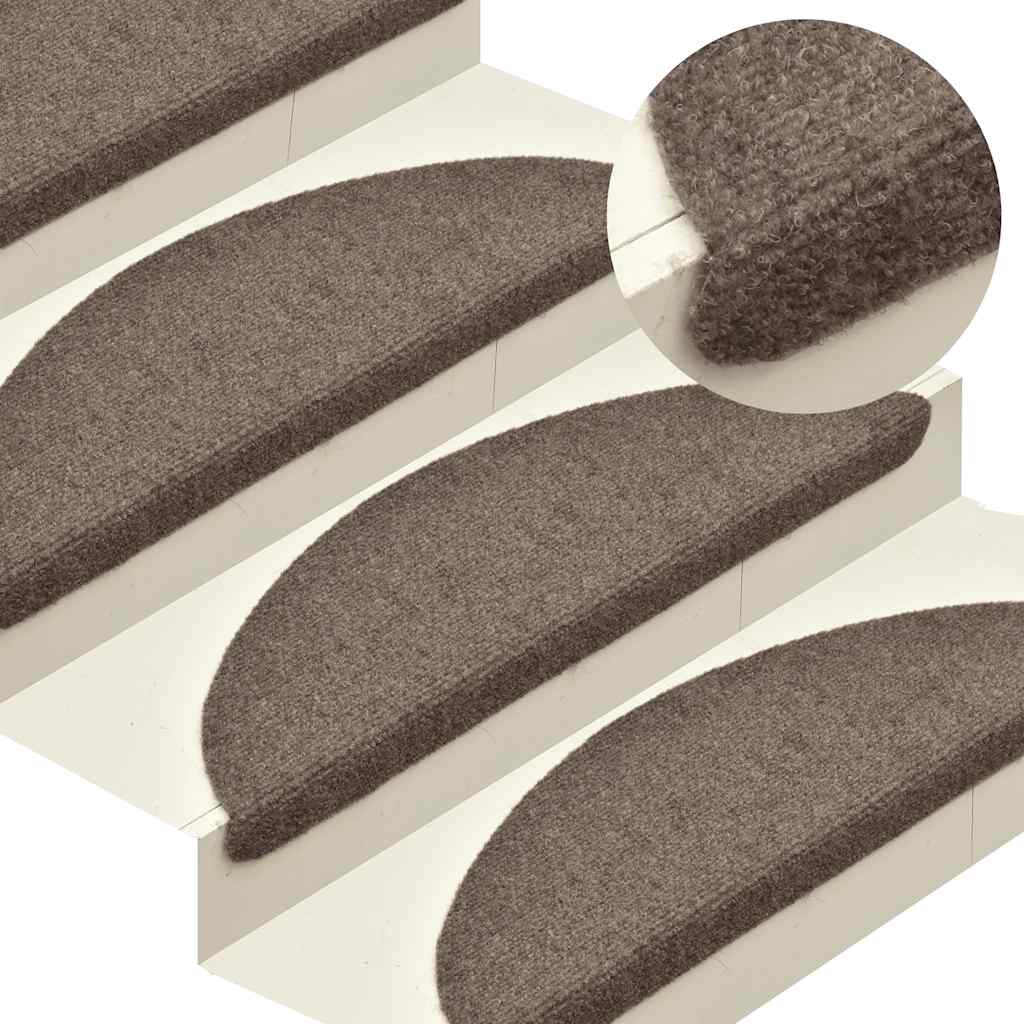 Tappetini per scale autoadesivi 30 pz 56x17x3 cm beige semicircolari