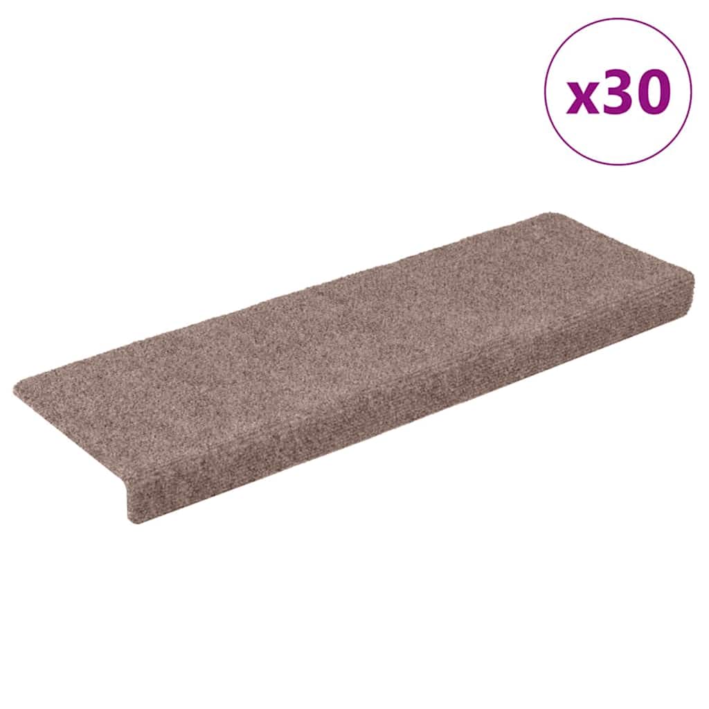 Tappetini per scale autoadesivi 30 pz 65x21x4 cm Marrone Chiaro Bordo rettangolare