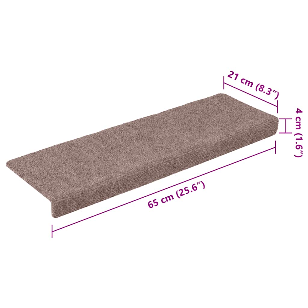 Tappetini per scale autoadesivi 30 pz 65x21x4 cm Marrone Chiaro Bordo rettangolare