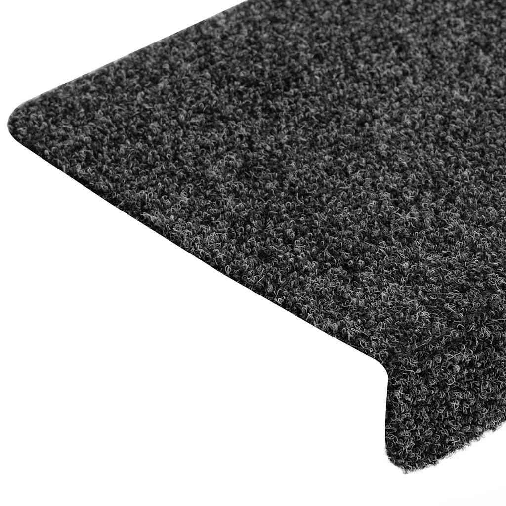 Tappetini per scale autoadesivi 30 pz 65x21x4 cm Grigio Scuro bordo rettangolare