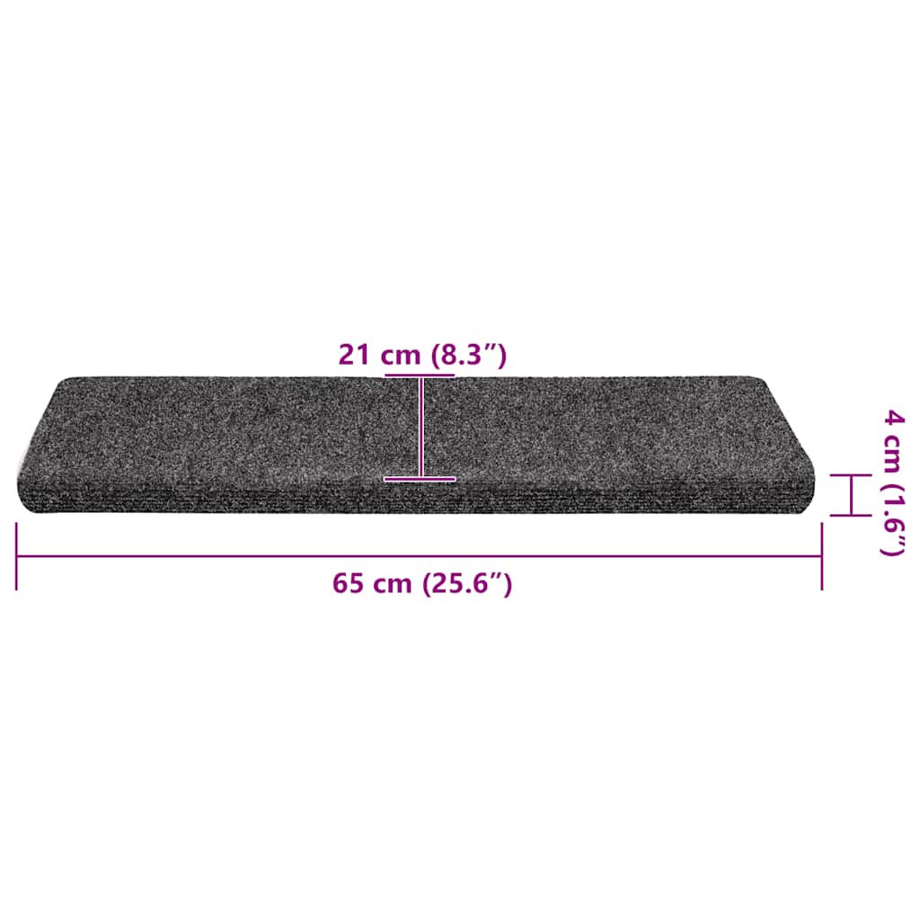 Tappetini per scale autoadesivi 30 pz 65x21x4 cm Grigio Scuro bordo rettangolare