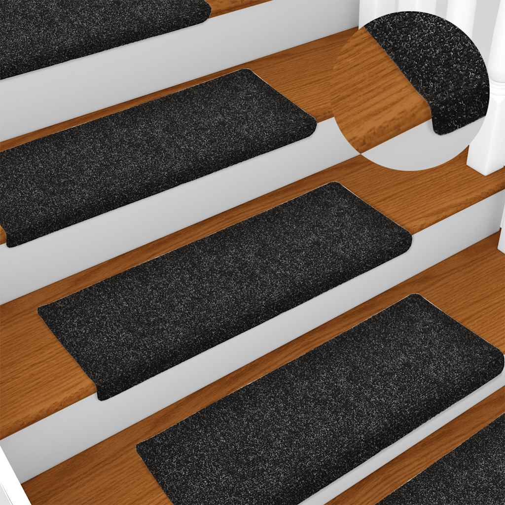 Tappetini per scale autoadesivi 30 pz 65x21x4 cm neri bordo rettangolare
