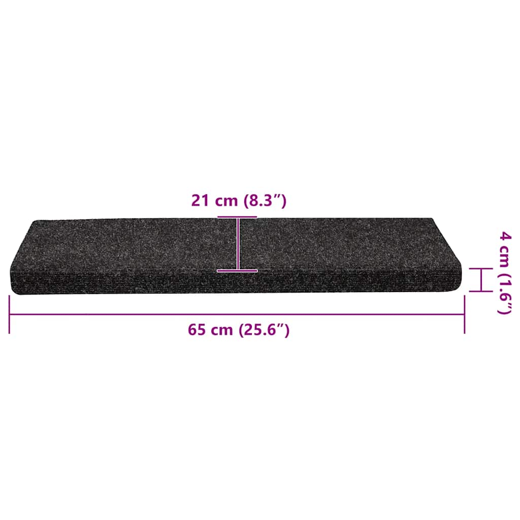 Tappetini per scale autoadesivi 30 pz 65x21x4 cm neri bordo rettangolare