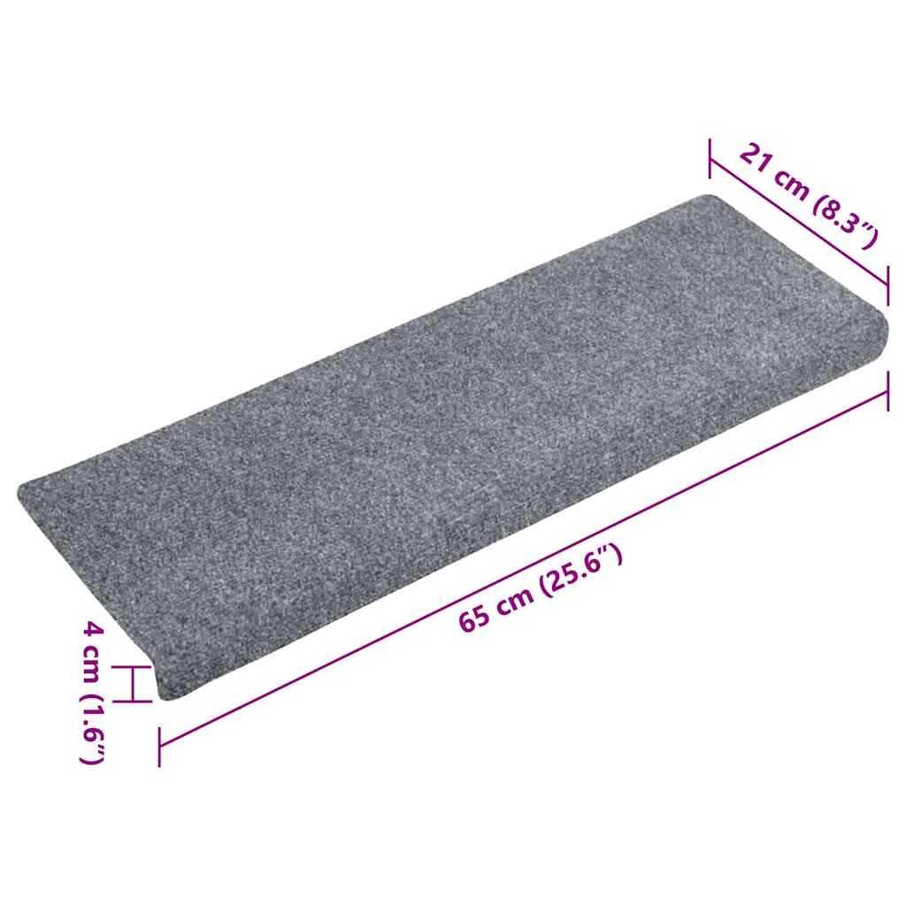 Tappetini per scale autoadesivi 30 pz 65x21x4 cm Grigio chiaro bordo rettangolare