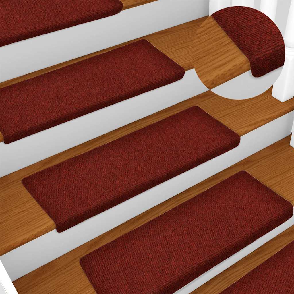 Tappetini per scale autoadesivi 30 pz 65x21x4 cm Bordeaux Rosso Bordo rettangolare