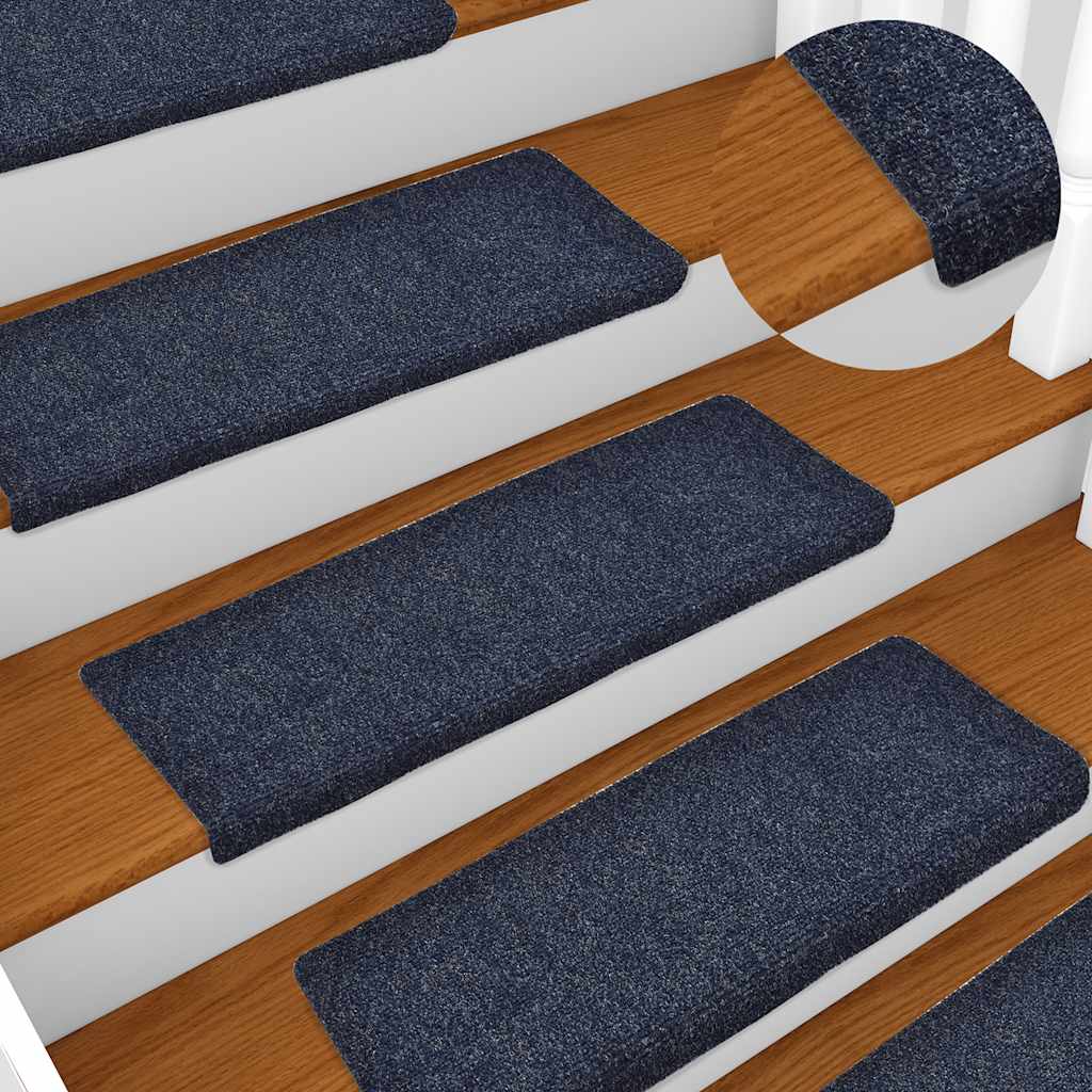 Tappetini per scale autoadesivi 30 pz 65x21x4 cm blu bordo rettangolare