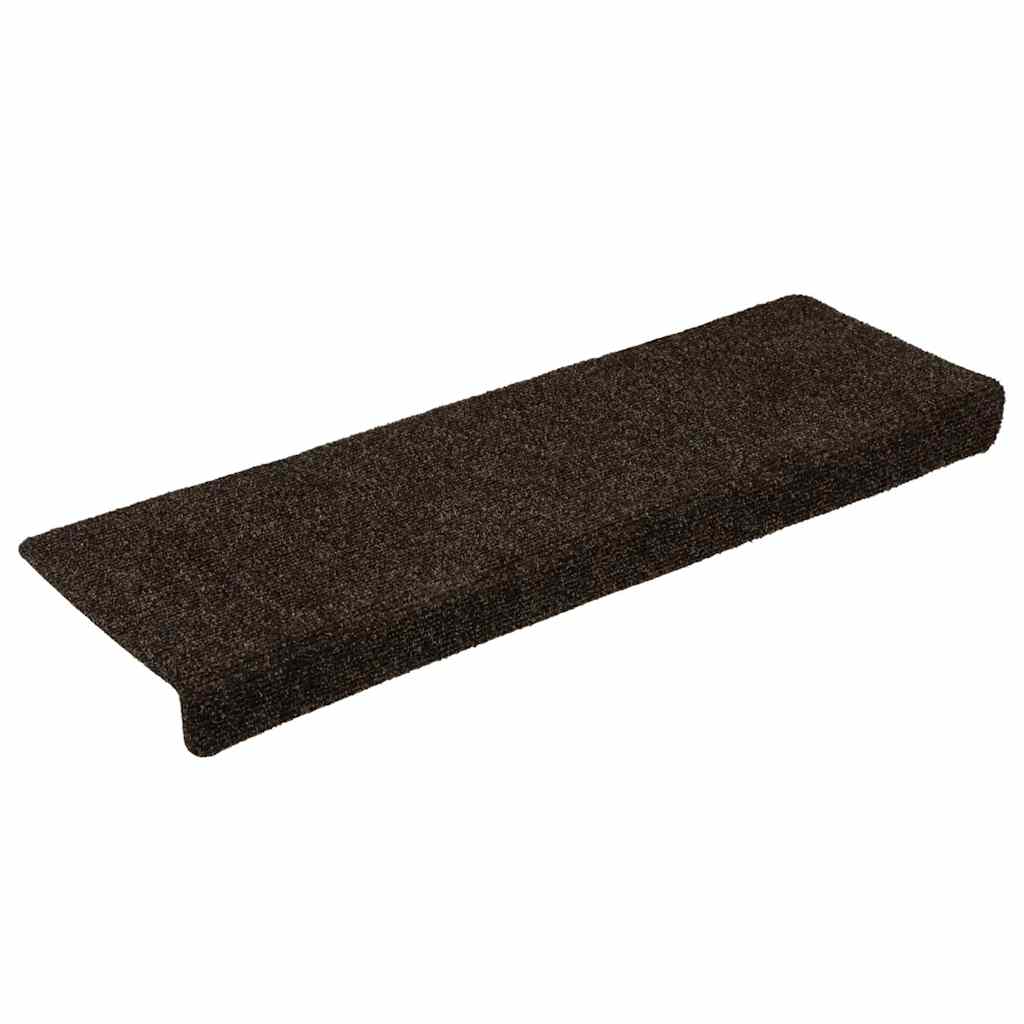 Tappetini per scale autoadesivi 30 pz 65x21x4 cm marrone scuro bordo rettangolare