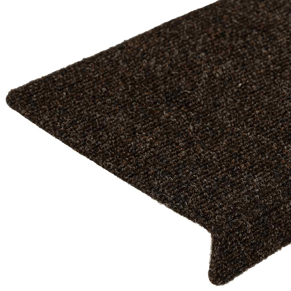 Tappetini per scale autoadesivi 30 pz 65x21x4 cm marrone scuro bordo rettangolare