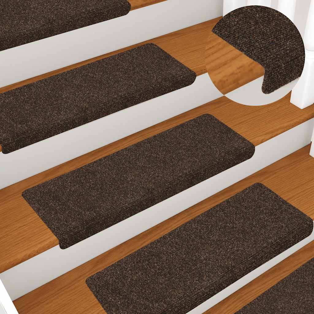 Tappetini per scale autoadesivi 30 pz 65x21x4 cm marrone bordo rettangolare