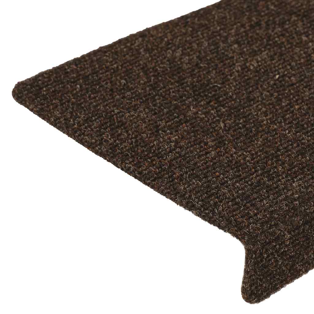 Tappetini per scale autoadesivi 30 pz 65x21x4 cm marrone bordo rettangolare