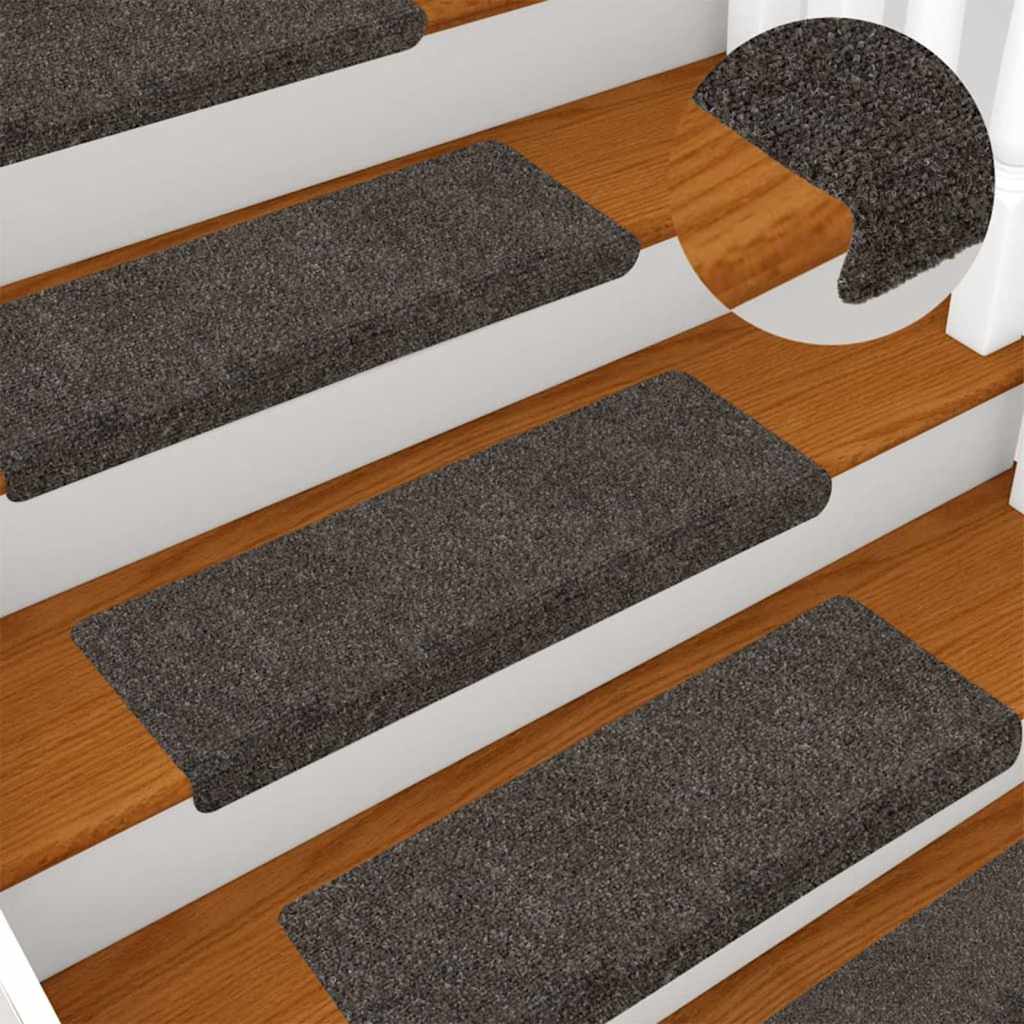 Tappetini per scale autoadesivi 30 pz 65x21x4 cm Antracite Bordo rettangolare