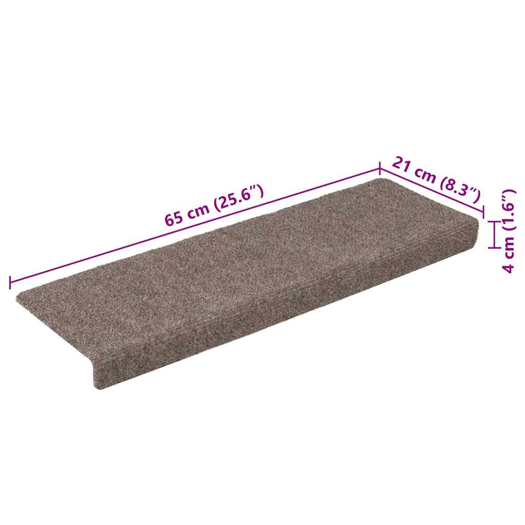 Tappetini per scale autoadesivi 30 pz 65x21x4 cm beige bordo rettangolare