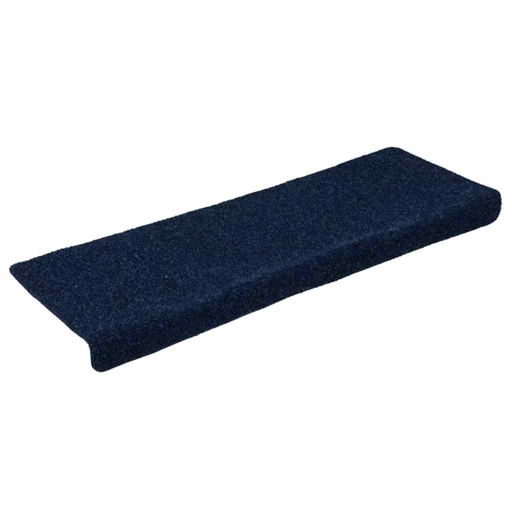 Tappetini per scale autoadesivi 30 pz 65x21x4 cm blu navy bordo rettangolare