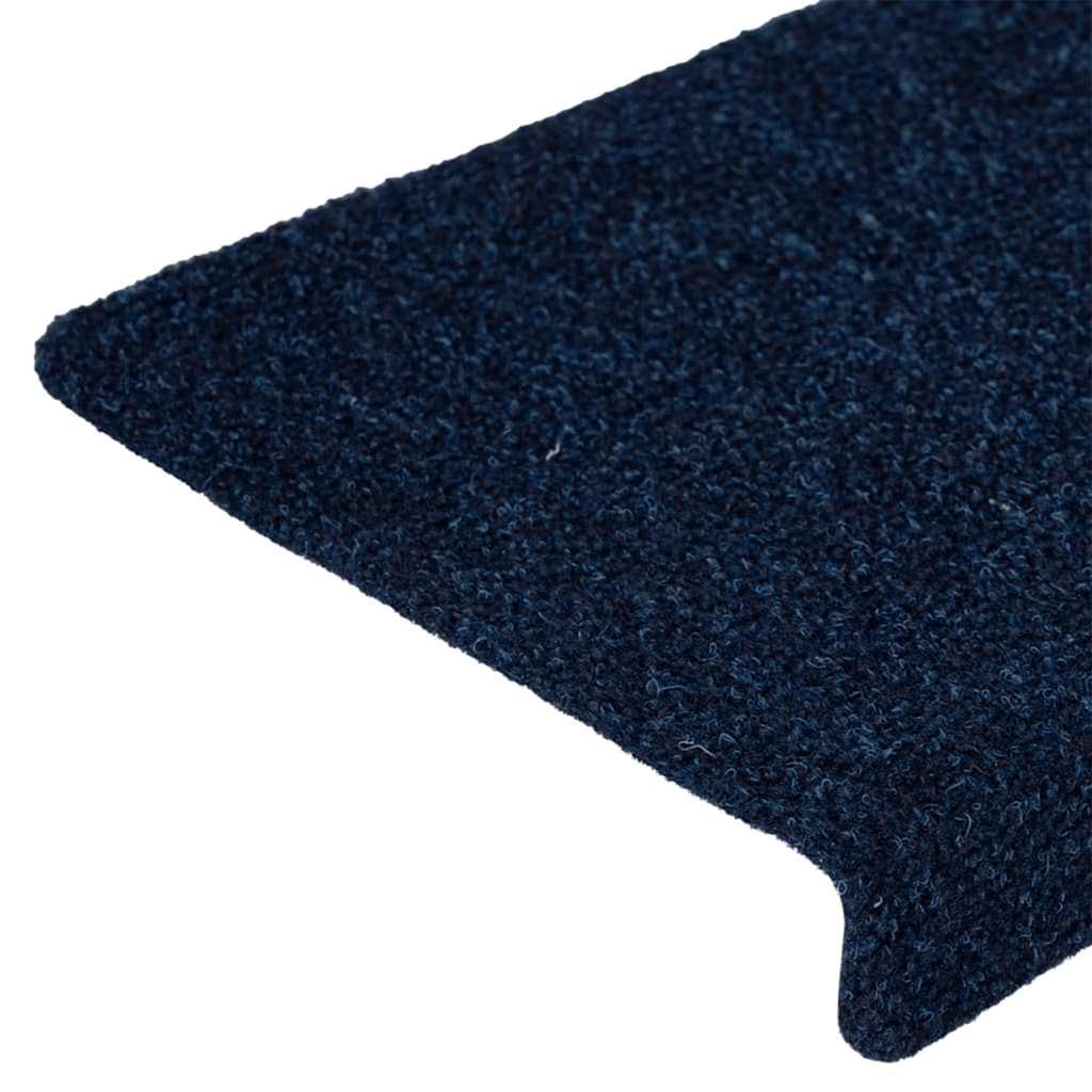 Tappetini per scale autoadesivi 30 pz 65x21x4 cm blu navy bordo rettangolare